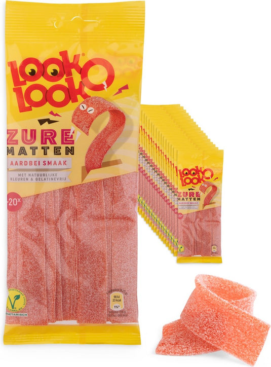 Look-o-look look o look zure streken - snoep - aardbei - vegan - 1x18stuks