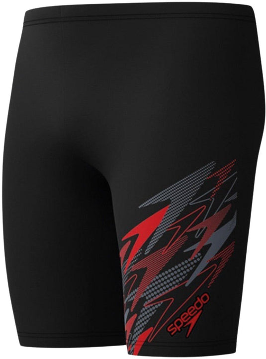 Speedo medley logo jammer heren - strakke zwembroek heren - vormvaste zwembroek mannen - sportzwembroek heren met trekkoord - zwart rood - m