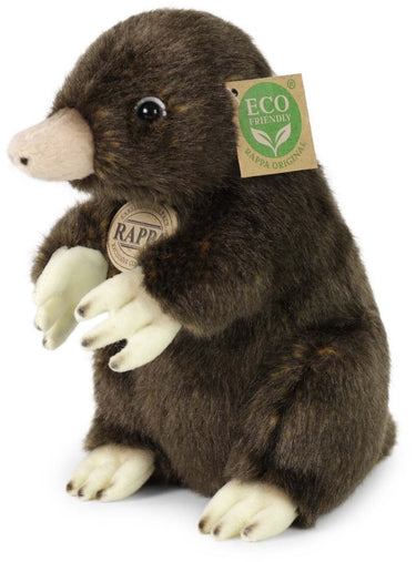 Rappa eco knuffel mol 21 cm - realistische knuffel van recyclede pet flessen - bruin creme