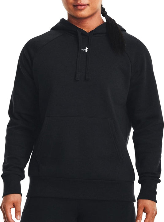 Under armour ua rival fleece hoodie dames sporttrui - zwart - wit