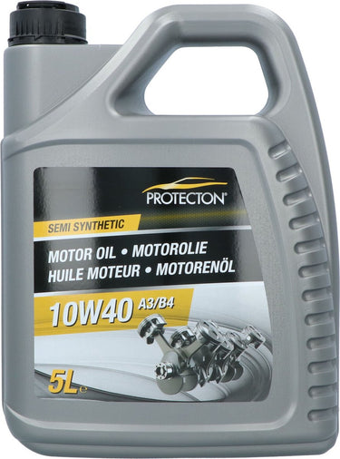 Protecton motorolie 10w-40 a3 b4 – semisynthetische - brandstof besparend - voor benzine-, lpg- dieselmotoren – sterke weerstand tegen oxidatie - veilige smeerfilm bij hoge temperaturen - 5 liter