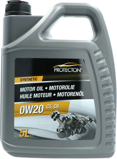 Protecton motorolie synthetisch - mid-saps - brandstof besparend - 0w-20 c5 - anti-slijtage- en anticorrosie-eigenschappen - 5 liter