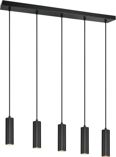 Trio soka - hanglamp - zwart mat - excl. 5x gu10 5 w - plafondbevestiging - in hoogte verstelbaar