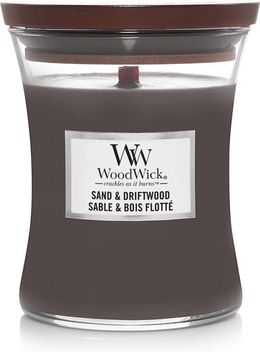 Woodwick hourglass medium geurkaars - sand driftwood - 60 branduren