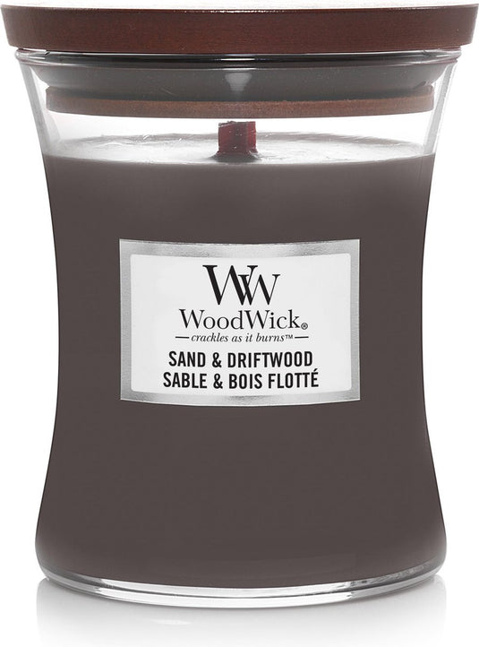 Woodwick hourglass medium geurkaars - sand driftwood - 60 branduren