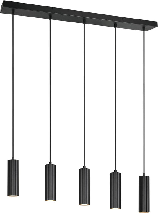 Trio soka - hanglamp - zwart mat - excl. 5x gu10 5 w - plafondbevestiging - in hoogte verstelbaar