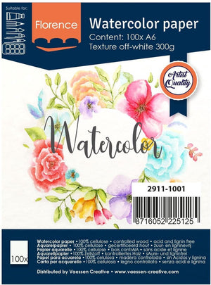 Florence vaessen aquarelpapier - off white - a6 - 300 grams - lichte structuur - texture - florence - 100 vellen