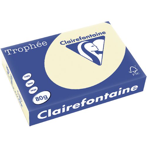 Gekleurd papier trophee clairfontaine 1871 80g m2 a4 pastelkleur ivoor