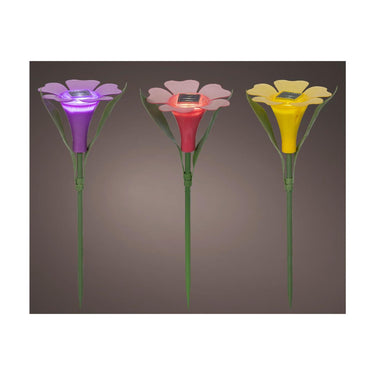 Lumineo solar steeklamp bloem plastic ã˜10xh30cm 3 assorti