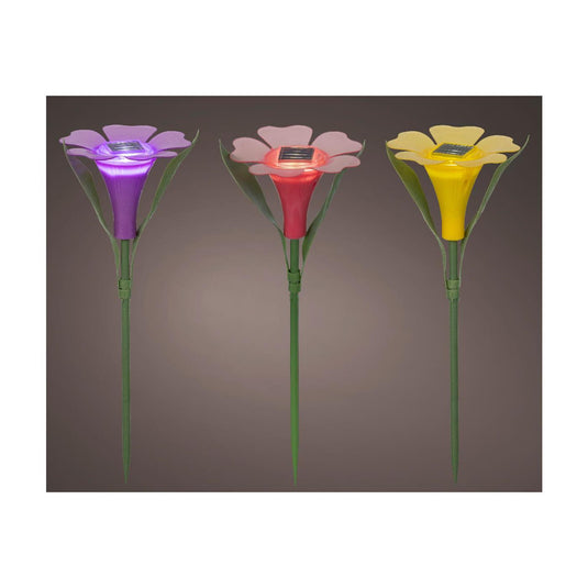 Lumineo solar steeklamp bloem plastic ã˜10xh30cm 3 assorti