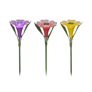 Lumineo solar steeklamp bloem plastic ã˜10xh30cm 3 assorti