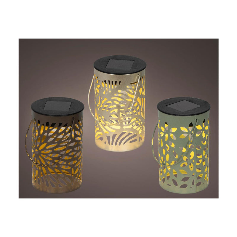 Afbeelding laden in galerijviewer, Lumineo solar lantaarn metaal ã˜8xh13cm 3 assorti
