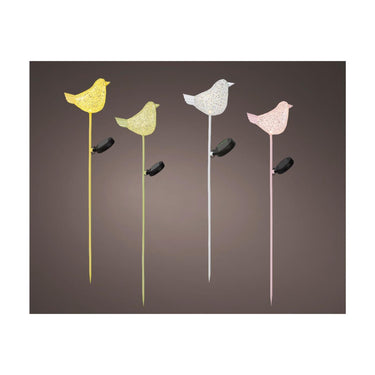 Lumineo solar steeklamp vogel metaal 13,5x7x80cm 4 assorti
