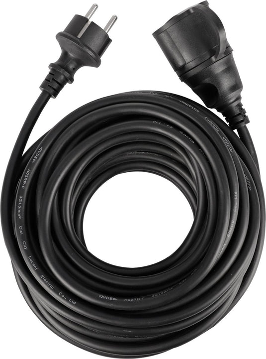 Q-link verlengsnoer - randaarde - ip44 - h05rrf - 3 x 1.5 mmâ² - 12 m - zwart