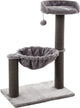 Flamingo krabpaal – wilma grijs – 58x33x69 cm – kattenkrabpaal met hangmat, ligplateau speeltje – kattenboom met jute krabtouw zachte pluche – compact kattenmeubel voor alle kattenrassen