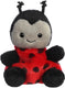 Aurora palm pals - pluchen biedronka - 13 cm - rood en zwart
