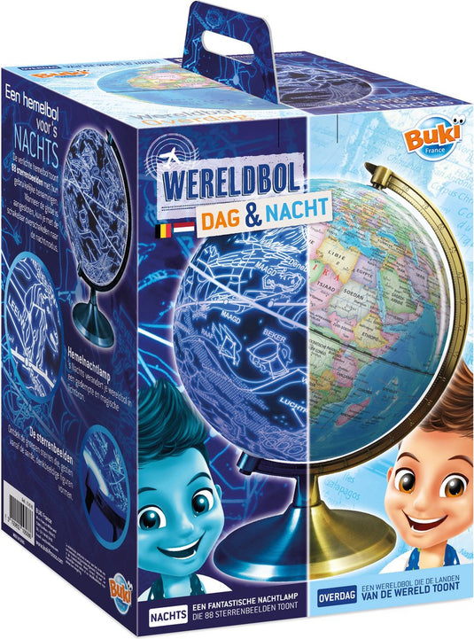 Buki france wereldbol dag en nacht met licht