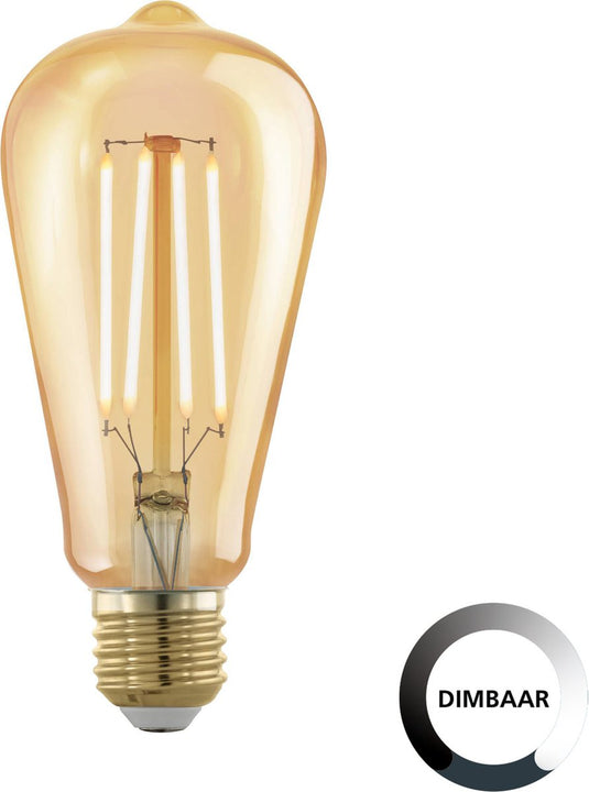 Eglo led lamp - e27 - ø 6,4 cm - st64 - amber - 1700k - dimbaar