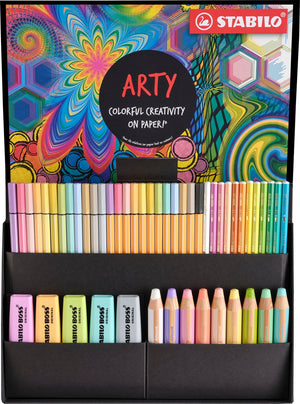 Stabilo boss original, woody 3 in 1, aquacolor, pen 68 en point 88 - creative arty mix set in luxe box - met 50 stuks