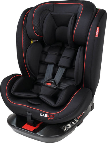 Carkids i-size autostoeltje darcy - voldoet aan i-size r-129 norm - 360° draaibaar - voor kinderen van 40 tot 150 cm - isofix top tether aansluiting - verstelbare hoofdsteun en rugleuning –zwart rood