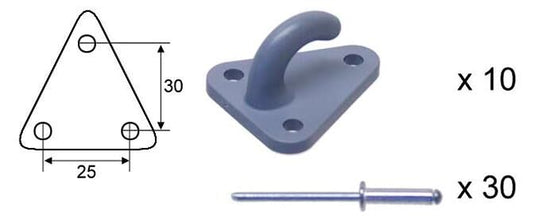 Valeryd dekzeilhaak fastening 10pcs. f. cover net w. pop rivet