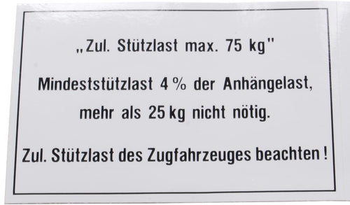 Bünte bord statische belasting fiets-aanhanger load plate 75 kg 105x74 mm