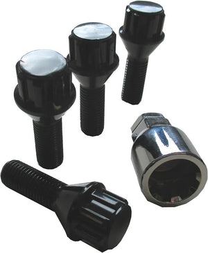 Autostyling seehase velgenslot-set rim locks set black cone 60, m12x1.5x29 mm