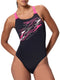 Speedo medley logo medalist 1 piece dames sportbadpak - kleurvast badpak dames - chloorbestendig zwempak dames - sportbadpak dames met medalist-rug - zwart roze - 44