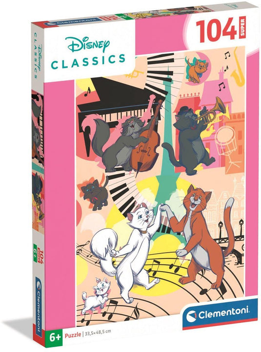 Clementoni kinderpuzzel disney aristocats - puzzel 104 stukjes - supercolor collectie - legpuzzel voor je kind - puzzels voor kinderen vanaf 6 jaar