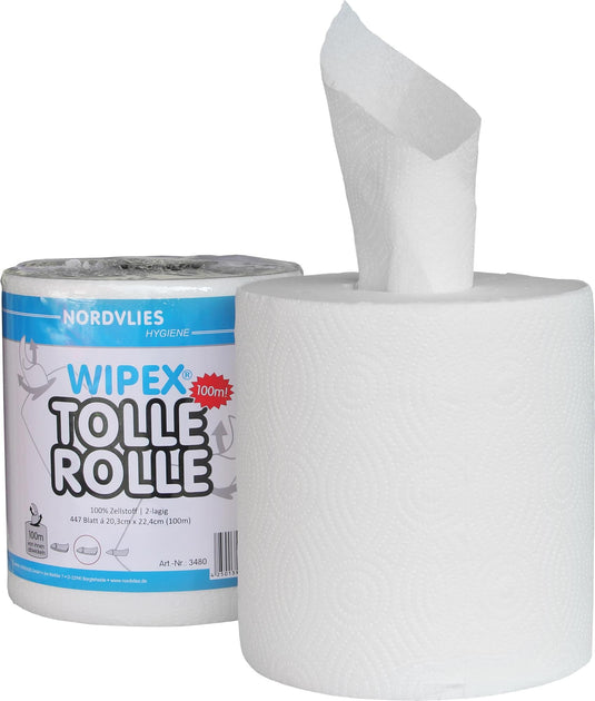 Nordvlies poetsrol wipex tolle rolle towel white 100m wipex great roller