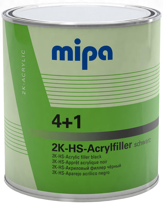 Mipa vulmiddel voor grondverf 4+1 acrylfiller hs 4+1 acrylic filter hs 3l black