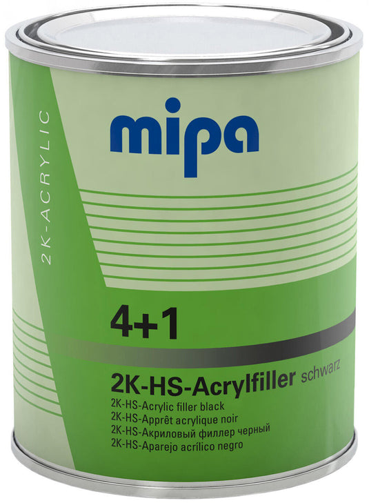 Mipa vulmiddel voor grondverf 4+1 acrylfiller hs 4+1 acrylic filter hs 1l black