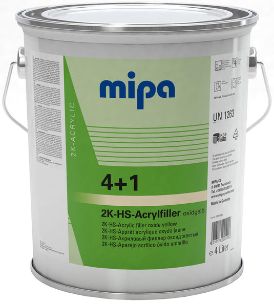 Mipa vulmiddel voor grondverf 4+1 acrylfiller hs 4+1 acrylic filter hs 4l oxidyellow