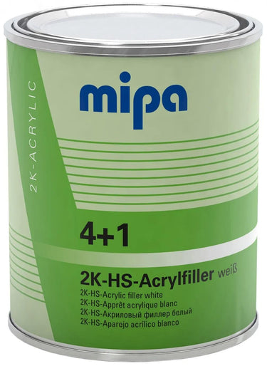 Mipa vulmiddel voor grondverf 4+1 acrylfiller hs 4+1 acrylic filter hs 1l white