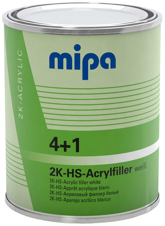 Mipa vulmiddel voor grondverf 4+1 acrylfiller hs 4+1 acrylic filter hs 1l white
