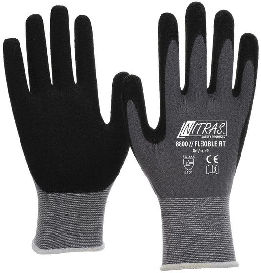 Nitras safety flexibele werkhandschoen flexible fit glove size 9 knit gray sw flexible fit
