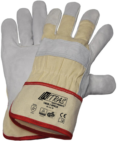 Nitras safety lederen handschoen apollo glove size 9 cotton apollo cowhide