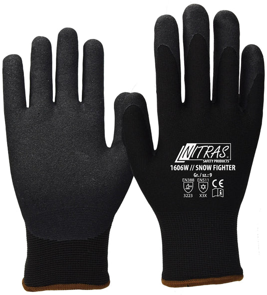 Nitras safety winterhandschuh snow fighter winter glove size 8 black snow fighter
