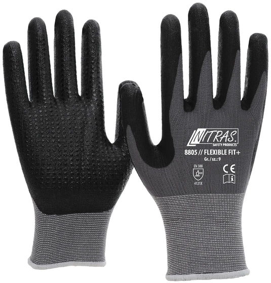 Nitras safety mechanikerhandschuh flexible fit+ glove size 9 pimples gray sw flexible fit+