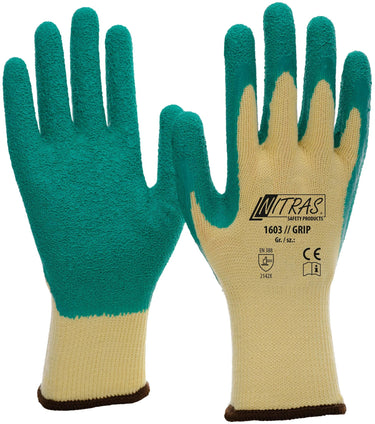 Nitras safety latex handschoen grip latex glove size 10 grip green yellow