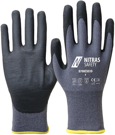 Nitras safety feinstrickhandschuh 8700esd3d glove gray size 10 nitras