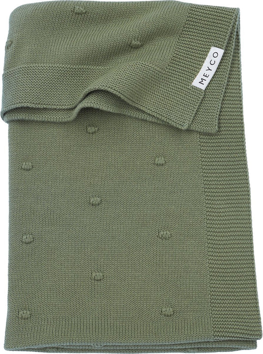 Meyco baby mini knots wiegdeken - forest green - 75x100cm - 1.0 tog
