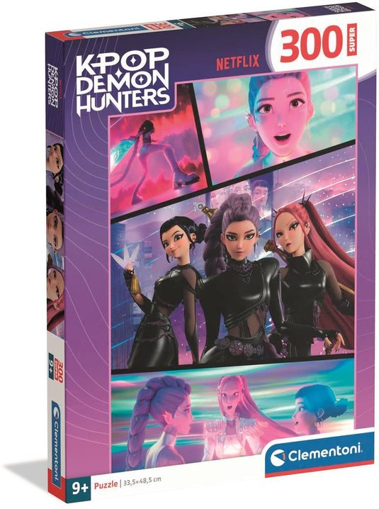 Clementoni k-pop demon hunters puzzel 300 stukjes van supercolor - kpop huntrix legpuzzel voor kinderen - k pop cadeau vanaf 6 jaar