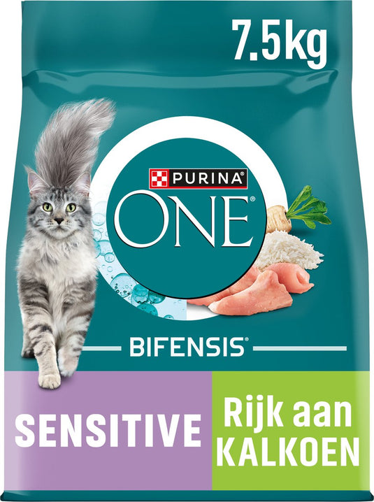 Purina one adult sensitive - kattenbrokjes - kalkoen - 7.5 kg
