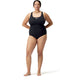 Speedo endurance+ medalist dames sportbadpak plus size - kleurvast badpak dames grote maten - chloorbestendig zwempak dames - sportbadpak dames met medalist-rug - zwart - 54
