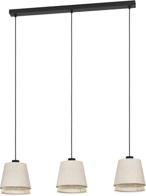 Eglo tabley hanglamp - e27 - 89 cm - natuur|bruin|zwart - textiel