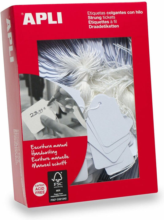 Apli hang tags wit 9 x 24 mm (1000 unidades)