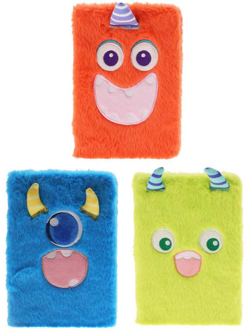 Load image into Gallery viewer, Koopman pluche notitieboek monster multicolor voor kinderen en creatief schrijven.
