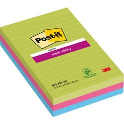 Super sticky notes 6603ssuc2 post-it 102x152mm gelijnd assorti