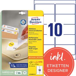 Verwijderbare etiketten avery l4744rev 250 stuks